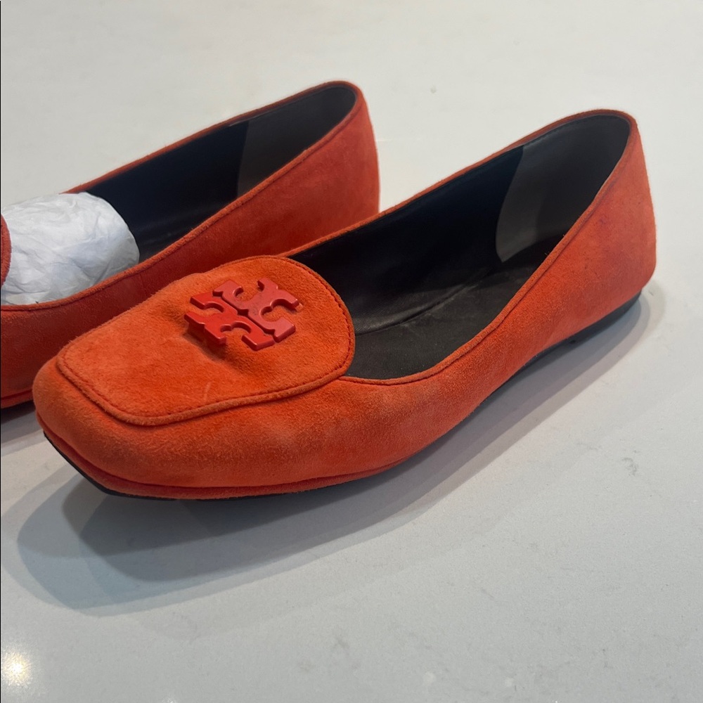 Tory Burch Vibrant Orange Suede Flats - Picture 3 of 6